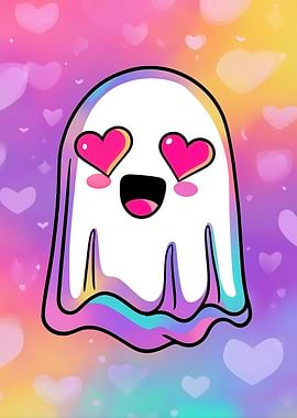 Cute Ghost with Heart Eyes