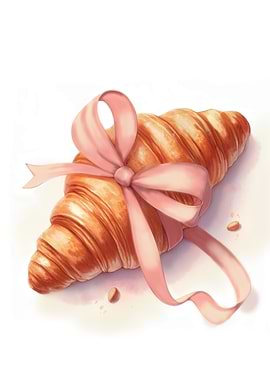 Croissant with Pink Ribbon