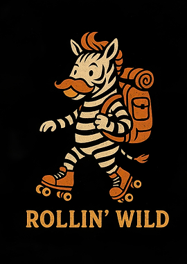 Rollin' Wild Zebra Cartoon Illustration