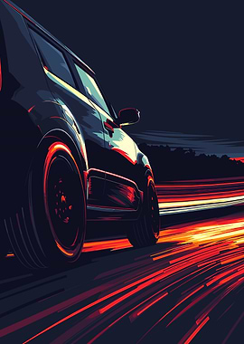 Car Speeding with Light Trails