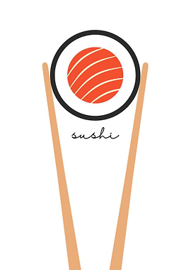 Sushi Roll with Chopsticks