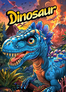 Cartoon Dinosaur Volcanic