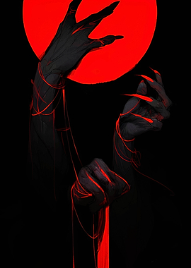 Dark Hands with Red Moon