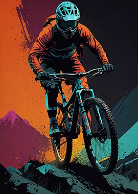 Mountain biker in action