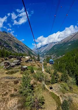 Mountain cable car view, Zermatt, Switzerland