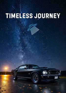 Timeless Journey: Car and UFO