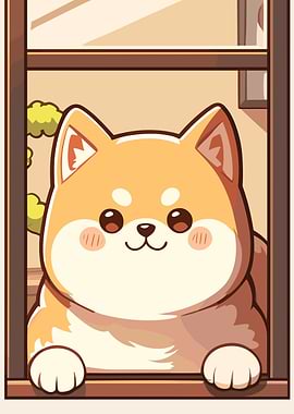 Cute Shiba Inu at the Window