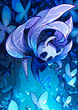 Hollow Knight in Blue Butterfly Garden