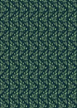 Green Leaves Pattern on Dark Background