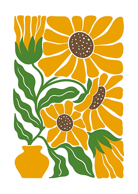 Stylized Sunflower Bouquet in Vase