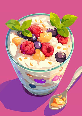 Fruit and Yogurt Parfait Illustration