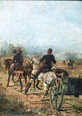Cavalry and Cannon Painting