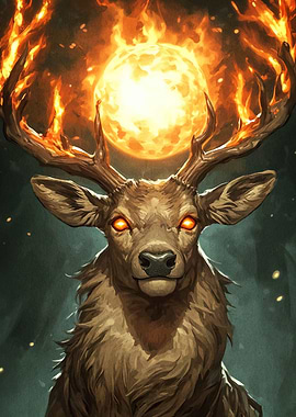 Fiery Deer Portrait Animal