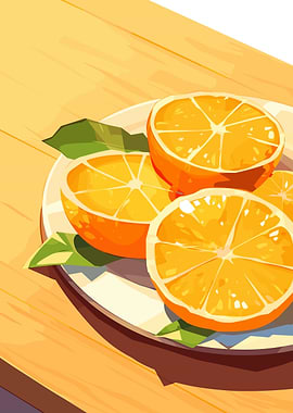 Oranges on a Plate Still Life