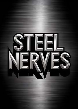 Steel Nerves Text on Metal Background