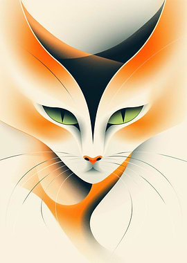 Elegant cat vector portrait with green eyes