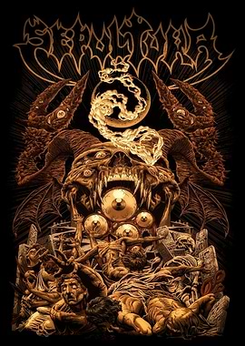 Sepultura band artwork with demonic imagery
