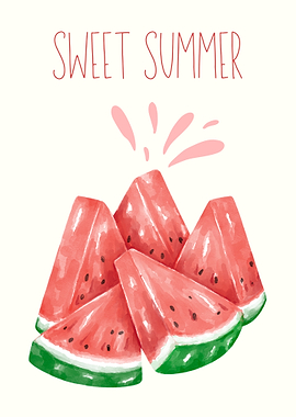 Sweet Summer Watermelon Watercolor