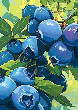Blueberries on the branch illustration
