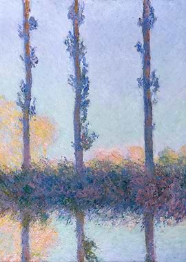 Impressionist Poplar Trees Landscape Painting by claude monet