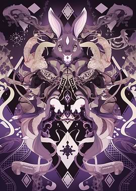 Rabbit Surreal Purple Abstract Art