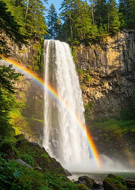 Waterfall In Forest Nature