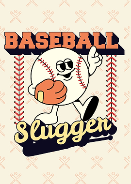 Baseball Slugger Cartoon Illustration