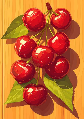 Cherries on Wood
