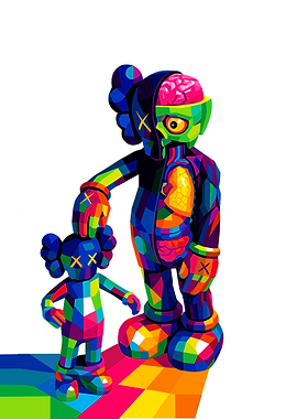 Colorful KAWS Figures with Anatomical Details