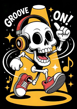 Groove On! Dancing Skeleton Illustration