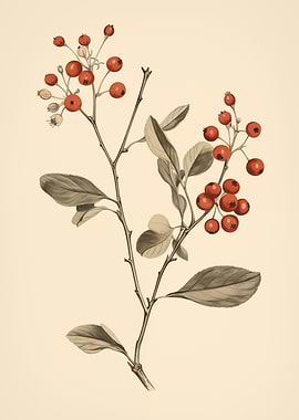 Botanical Berries Leaves