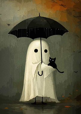 Ghost with Cat in the Rain