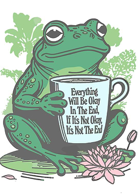 Frog with Coffee Cup and Affirmation