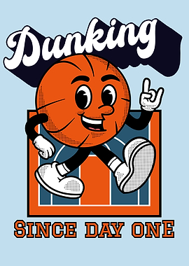 Cartoon Basketball Dunking Since Day One