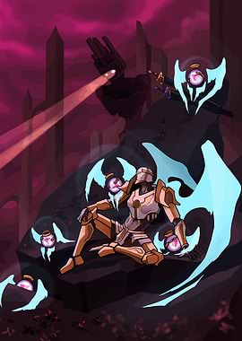 Fantasy Warrior with Floating Orbs