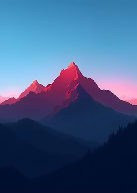 Mountain Peaks at Sunset
