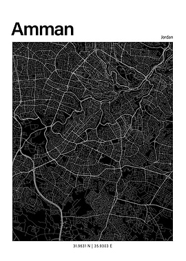 Amman Black and White Map