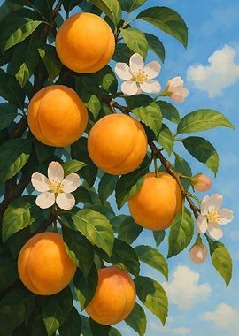 Apricot Tree with Blossoms Painting