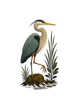 Elegant Heron Illustration