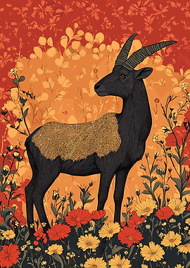 Floral Goat Illustration
