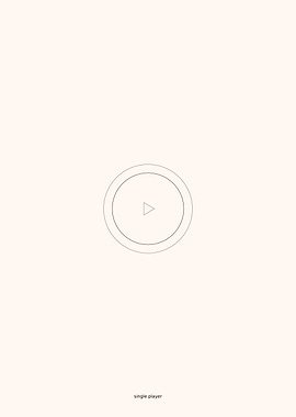 A minimal start button with a fine outer ring—quiet, focused single-player energy.