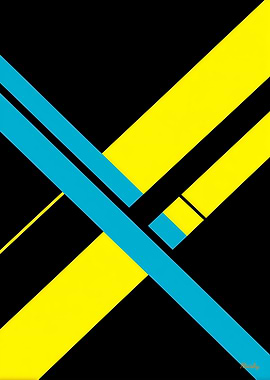 Yellow and Cyan X Minimalist Bauhaus Poster