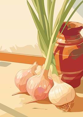 Onions and Vase Still Life