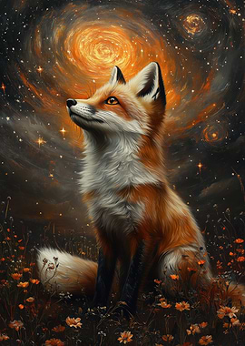 Fox gazing at the cosmos