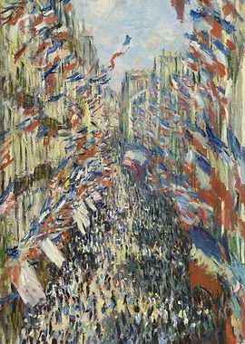 Avenue Decorated with Flags, Monet Painting