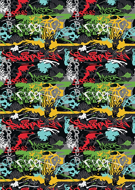 Colorful Graffiti Pattern with Text