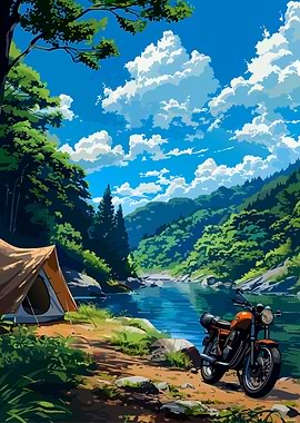 Motorcycle Camping by the River