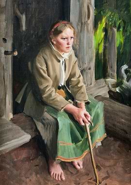 Girl with a Stick Painting