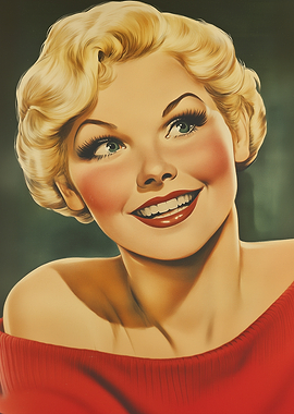 Vintage Style Portrait of Smiling Woman