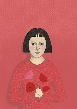 Girl with Poppies Illustration